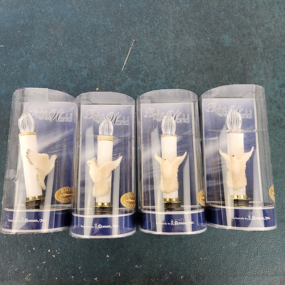 Roman Inc. Light of The World Vintage Candlestick & Dove set of 4